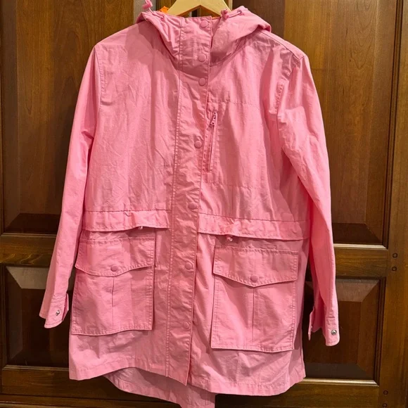 J. Crew Perfect Lightweight Rain Jacket Pink Orange Size Small - Picture 4 of 16